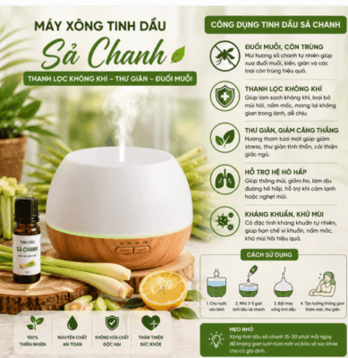 Xông tinh dầu sả chanh